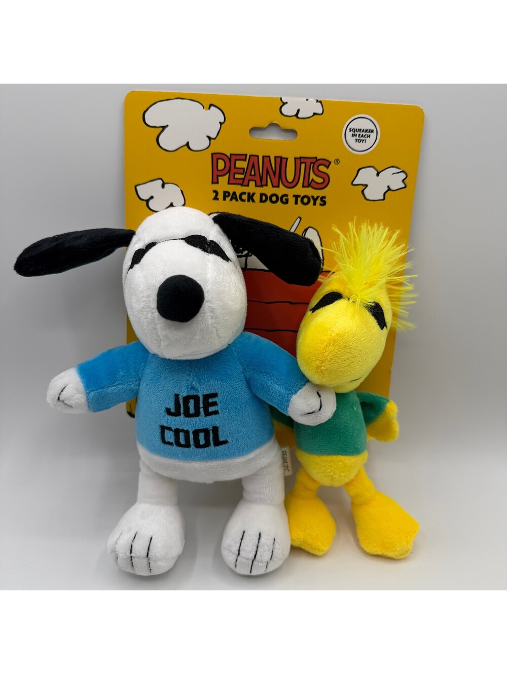 Peanuts Snoopy Joe Cool and Woodstock Dog Toy Squeaker Plush Squeaky 2 Pack NEW